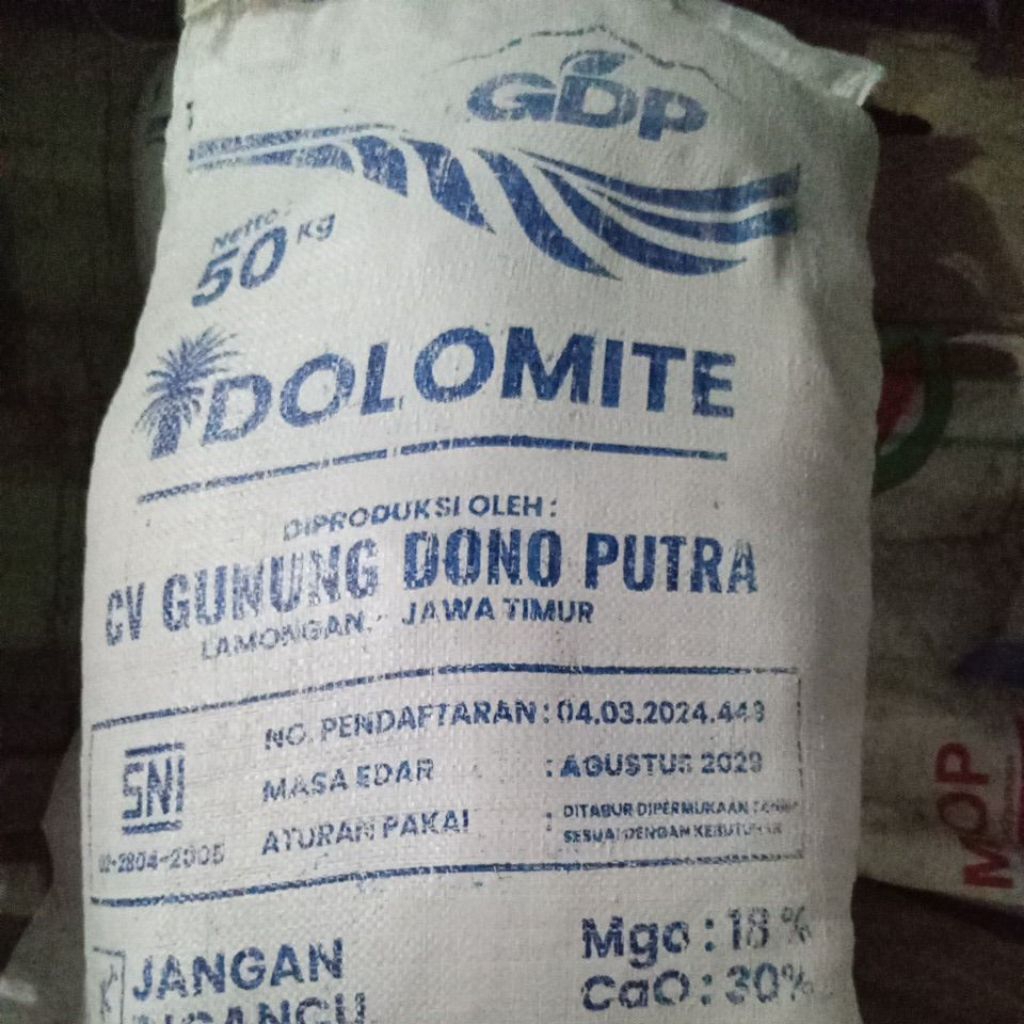 pupuk DOLOMIT kemasan 50 kg. kapur pertanian