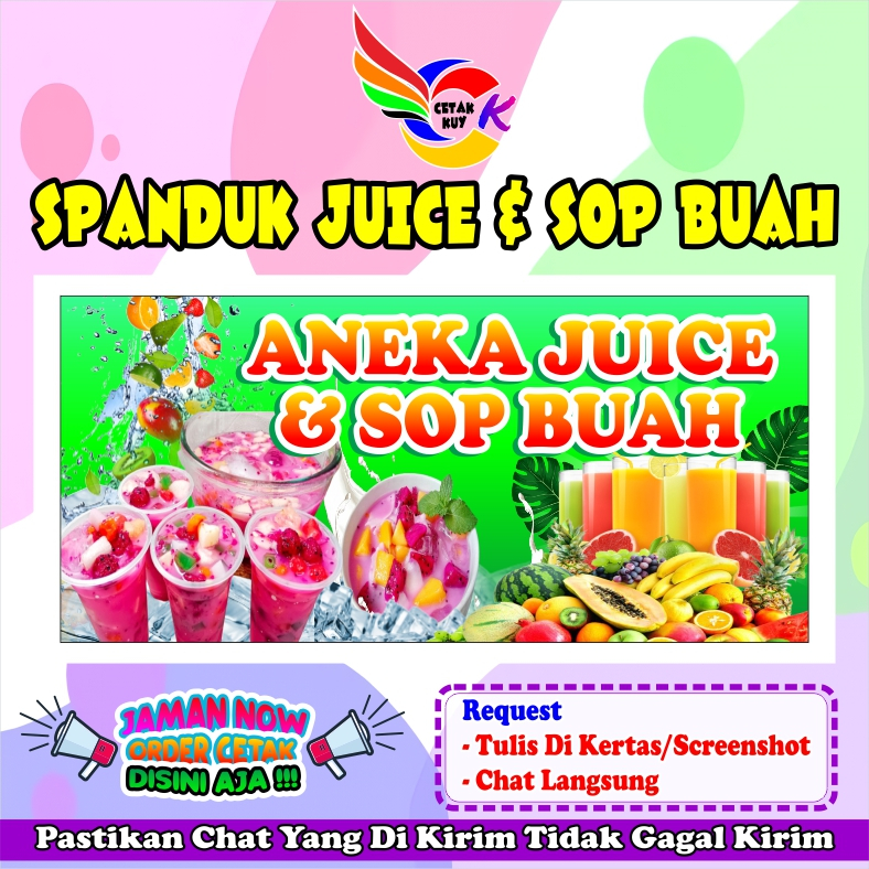 Spanduk banner aneka jus dan sop buah murah bisa custom / Banner juice buah & sop Buah Terbaru COD