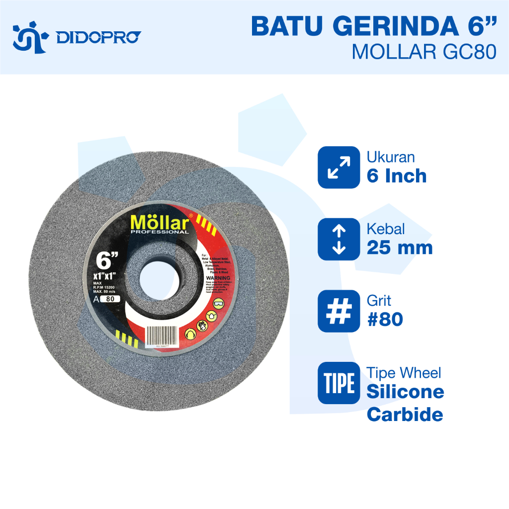 Batu Gerinda Duduk MOLLAR 6" Grit 80