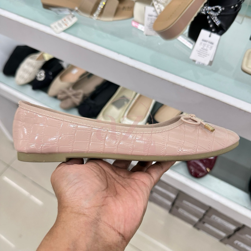 Connexion sepatu casual sekolah kerja wanita flat shoes pita hitam coklat kakhi