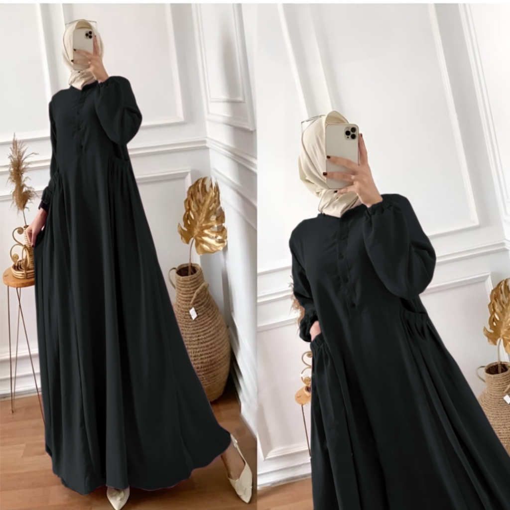 Gamis terbaru 2026 lebaran wanita import / GAMIS TERBARU / BAJU GAMIS POLOS/ gamis hitam