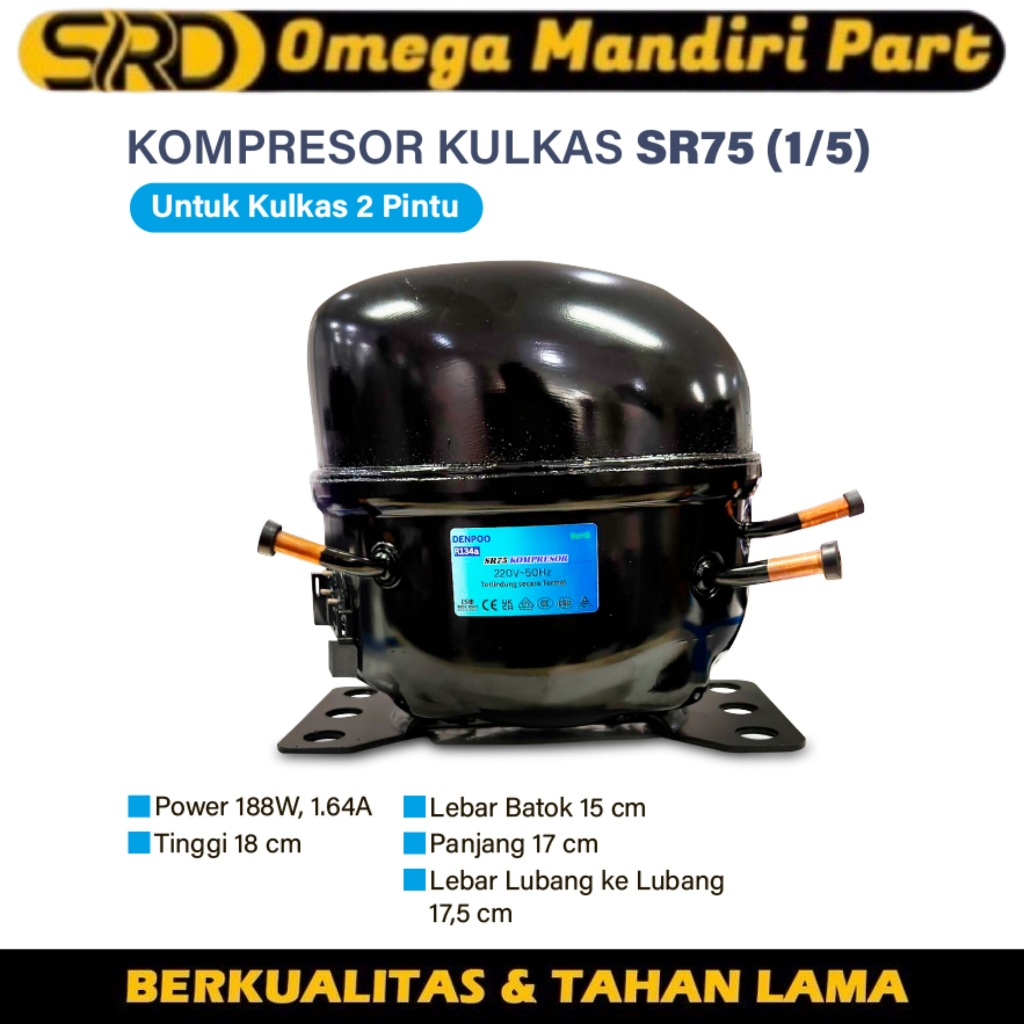 Kompresor kulkas Frezeer compressor showcase Freezer 1 pintu SR75 1/5 PK/HP