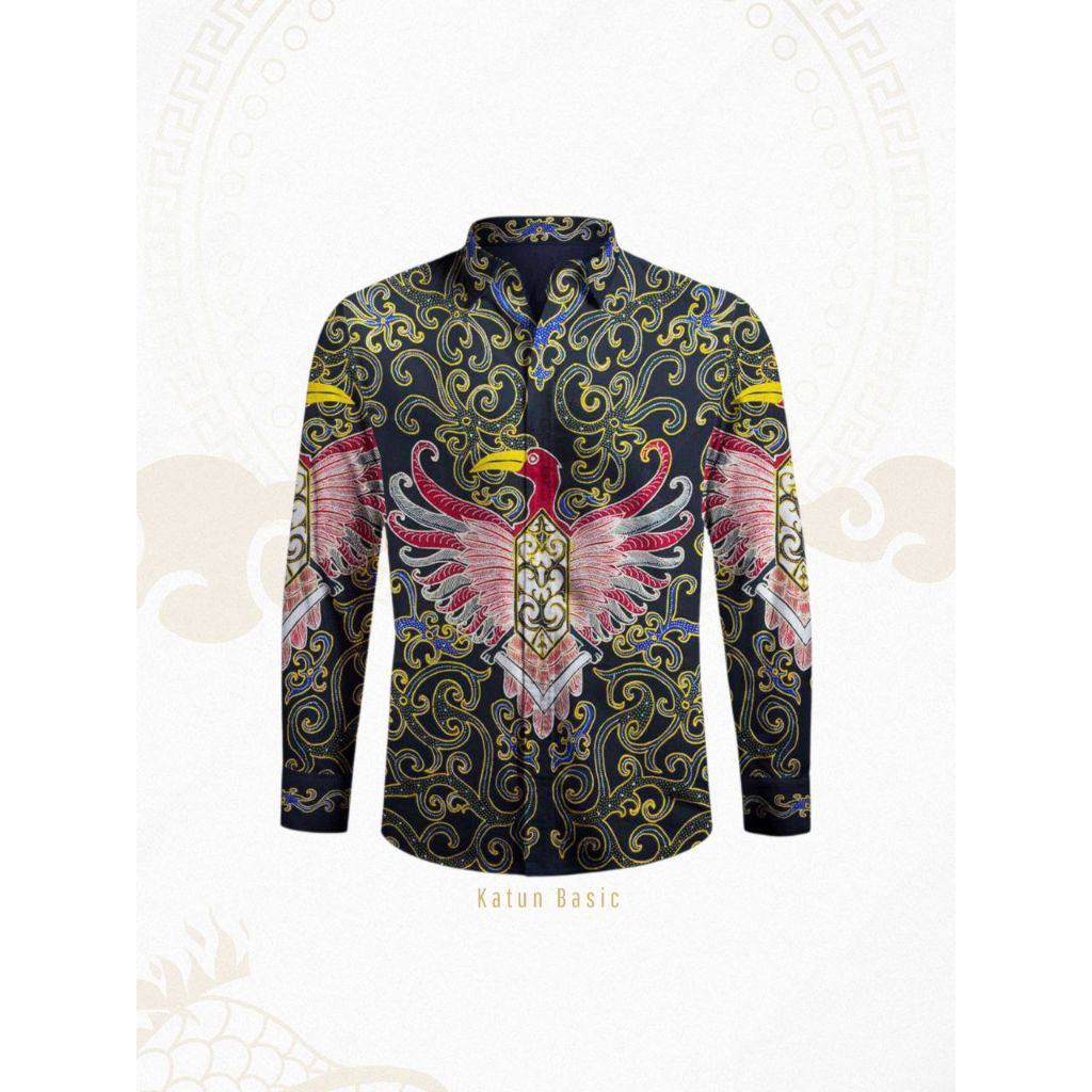 Kain Bahan Batik Tulis Pria Premium Motif Burung Enggang Kalimantan - PUTRATJASMINI AK036B