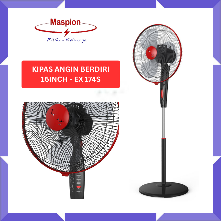 Maspion Kipas Angin Berdiri  EX 174S - EX 174 S - EX174 S stand fan 16inch 16" Original SNI