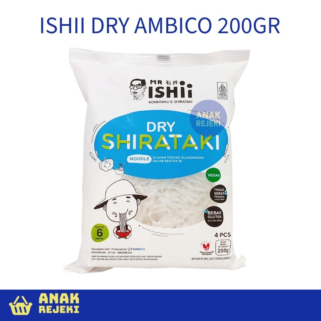 Ishii Dry Shirataki Noodle Ambico 200gr - Mie Shirataki Konjac Iles-iles Vegan Halal