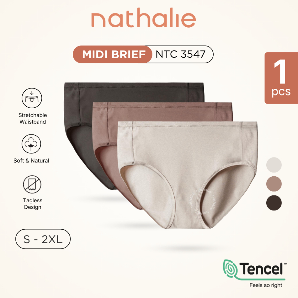 Nathalie Celana Dalam Wanita Tencel Midi Brief 1 Pcs NTC 3547