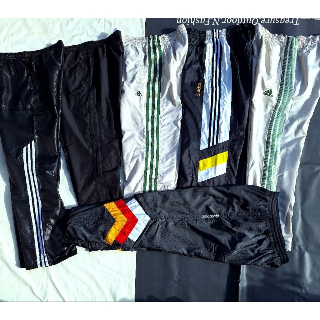 Celana ADIDAS Trackpants Training Nylon Parasut Jogger Stripes Balok Germany Merah Biru Vintage Rare