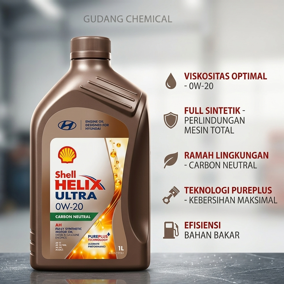 Oli Mesin for HYUNDAI 0W20 Shell Helix Ultra AH SAE 0W-20 Fully Synthetic API SP SN Plus ACEA C5 [1 