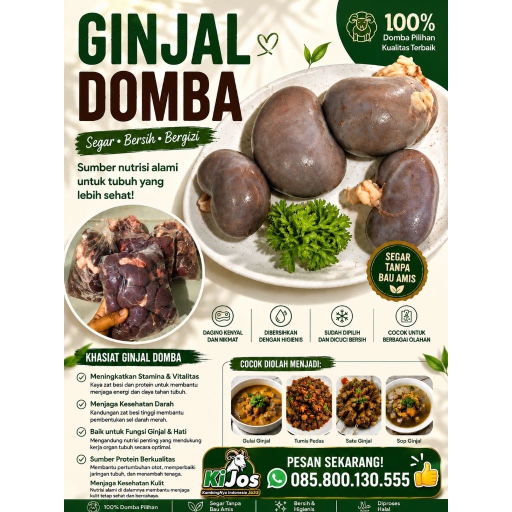 Ginjal Kambing Untuk Stamina dan Kesehatan Jantung Kulit