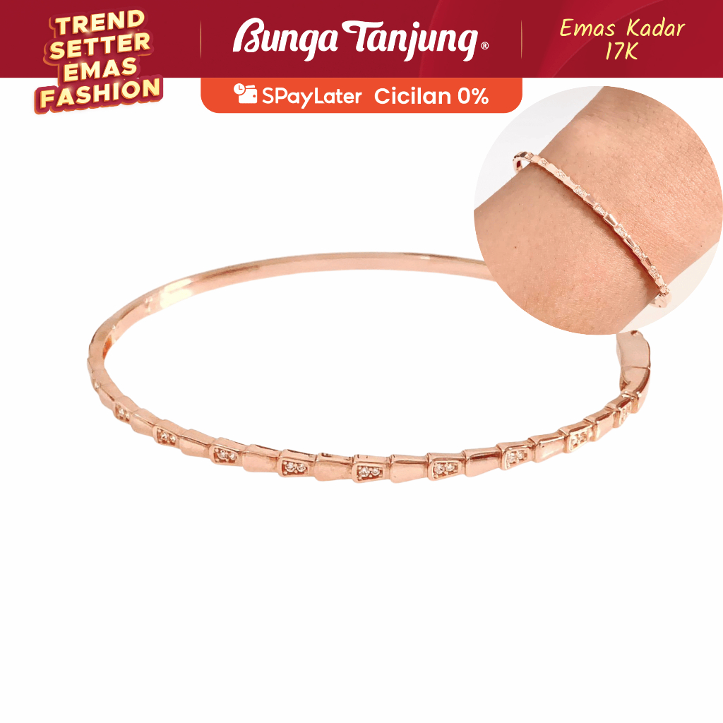 GELANG BANGLE ULAR MINI - EMAS 17K - BUNGA TANJUNG GOLD
