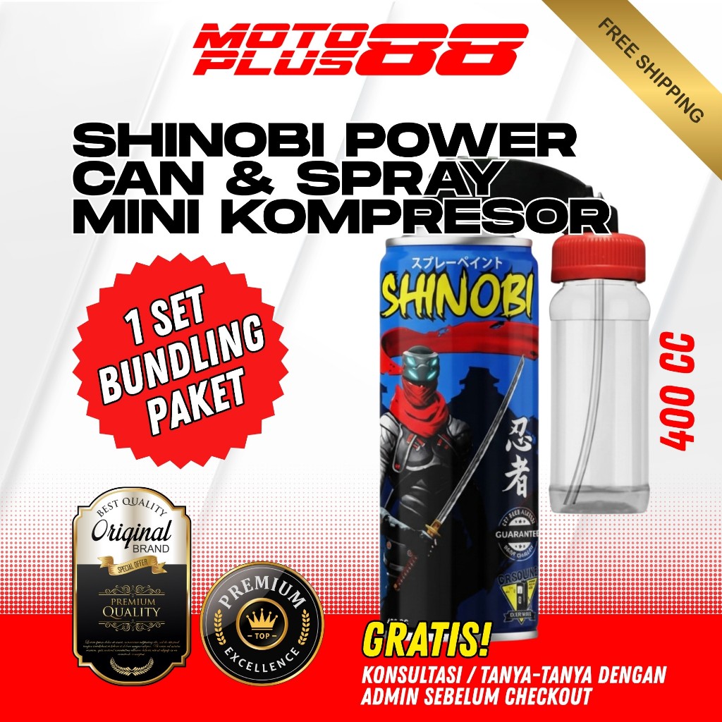 SHINOBI Power Can Dan Spray 400cc Kompressor Portable Mini Semprot Cat Otomotif Serbaguna 100ml