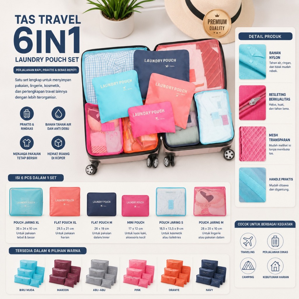 TAS TRAVEL POUCH LOUNDRY 6IN1 ORGANIZER BAG