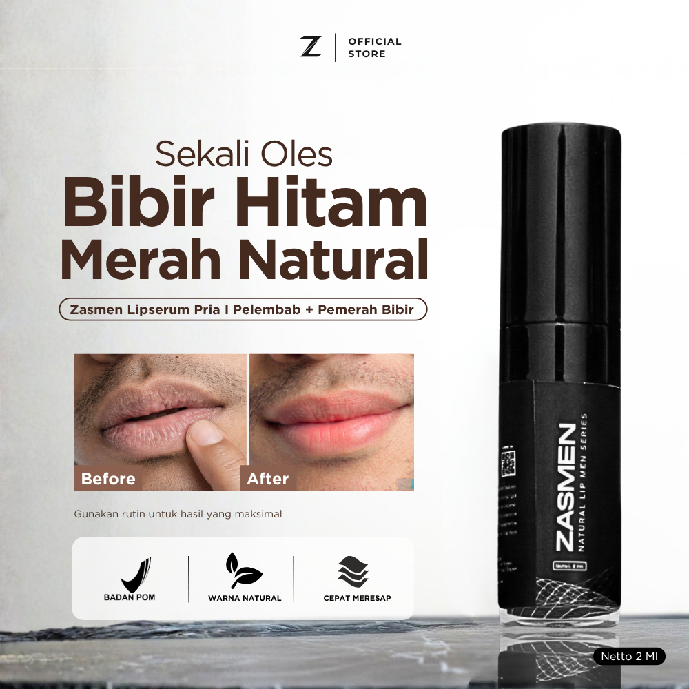 ZASMEN Lip Serum Pria 2ml BPOM Bibir Merah Natural Pelembab Bibir