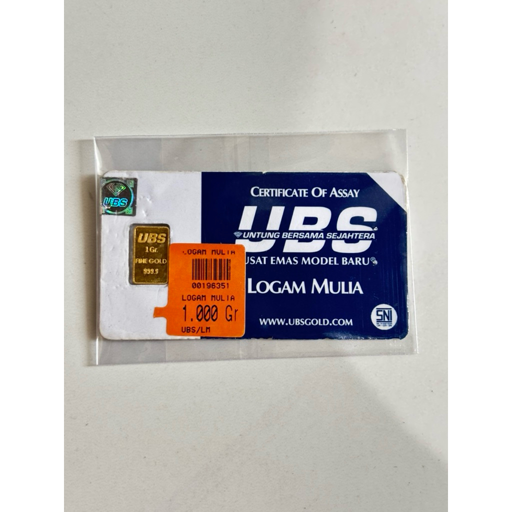 Emas Batangan UBS 1 Gram Murni dengan Sertifikat Asli