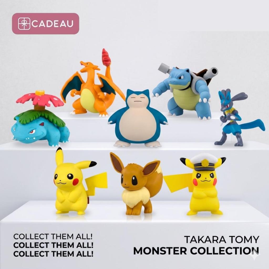 Pokemon Takara Tomy Monster Collection Pikachu Evee Lucario Snorlax Ivysaur Charizard and Captain Pi