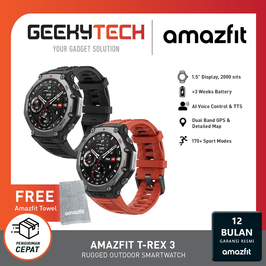 Amazfit T-Rex 3 GPS Sportwatch Jam Tangan Olahraga Original- Garansi Resmi