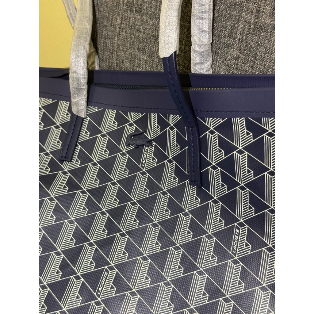 (Stivybrandspace) Tas Wanita Lacoste Zipper Tote Navy