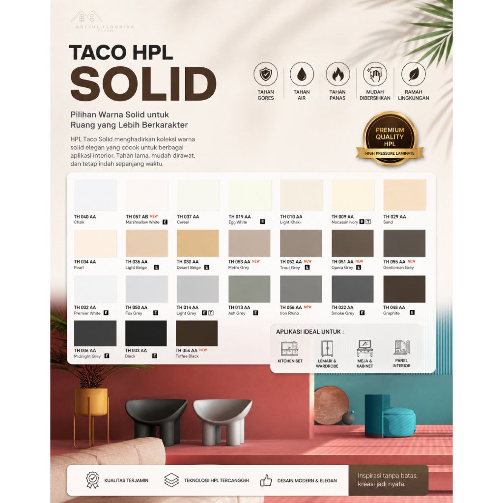 HPL Taco Solid - TACO Laminate HPL Solid per 1 lembar 122 CM X 244 CM