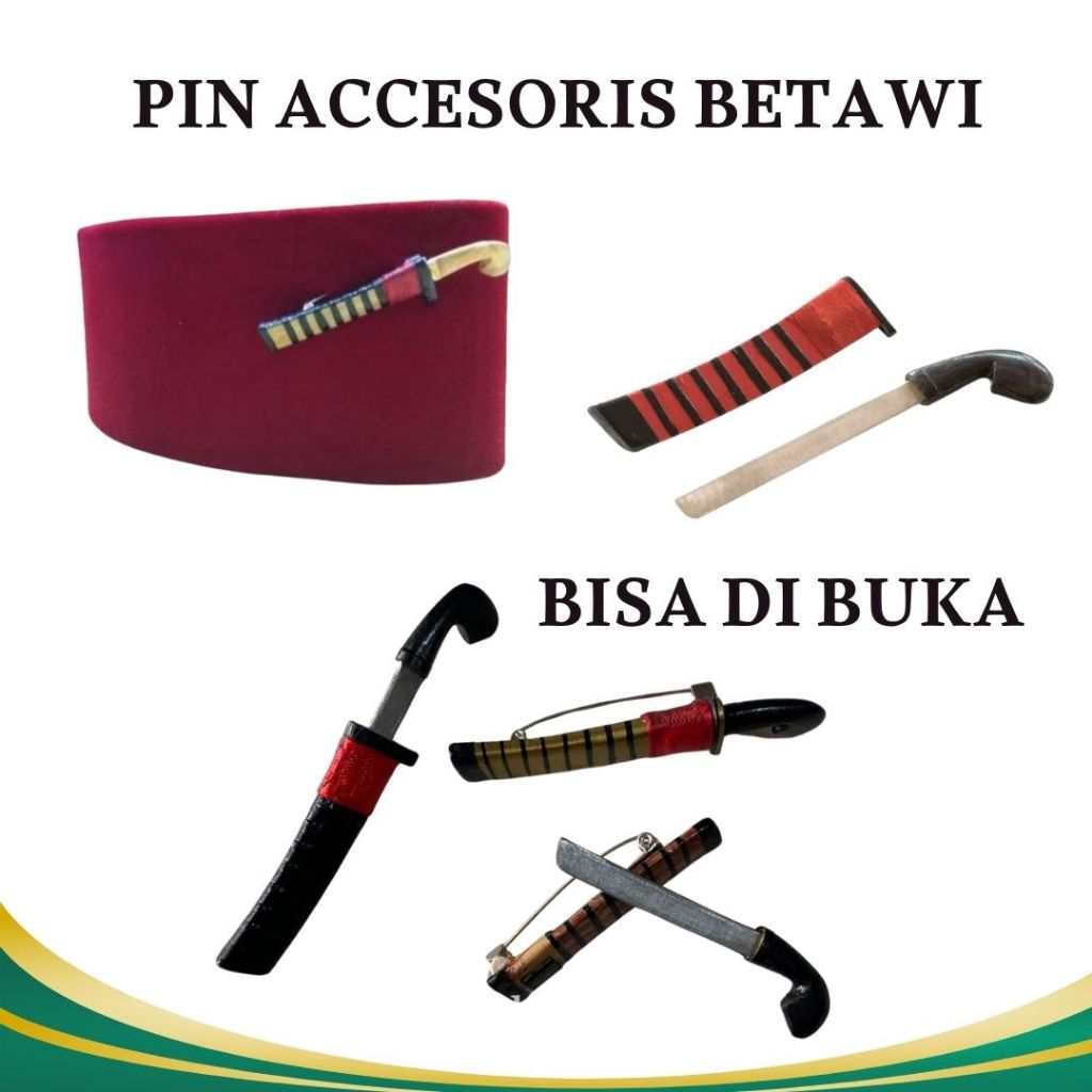 Pin Bros Golok Untuk Peci Baju Pin Aksesoris Betawi Kopiah