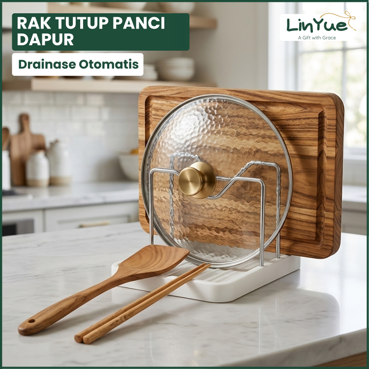 Rak Tutup Panci Dapur Stainless Untuk Meja Dapur Tempat Talenan Spatula Minimalis