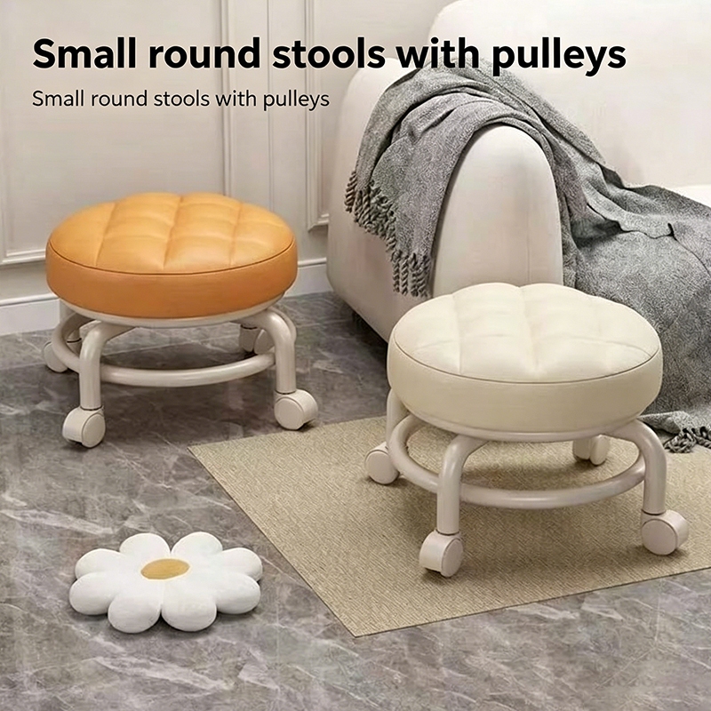 Kursi Kecil Beroda Mini Bulat Kursi Bayi Empuk Bantal Sofa Kursi Geser Katrol Nyaman