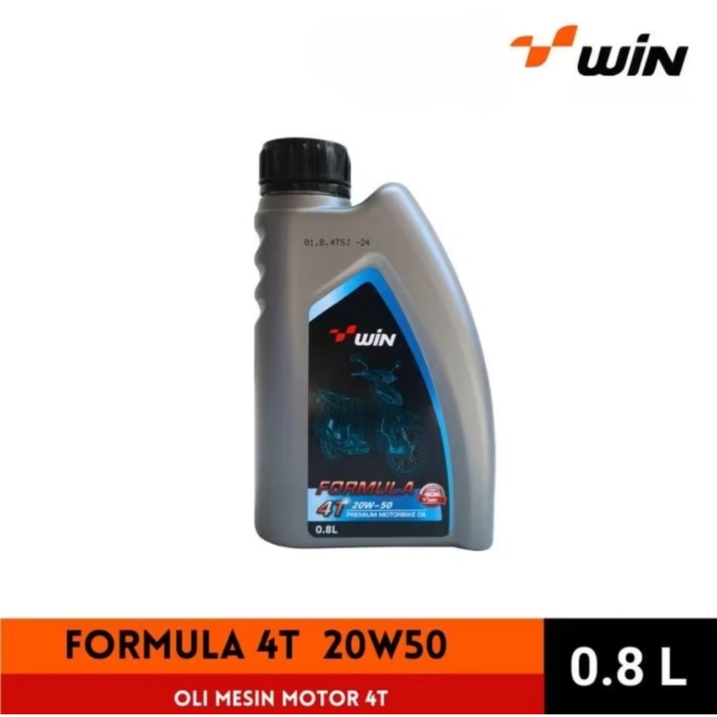 Oli WIN FORMULA 4T 20W50 JASO MA2 Api SJ 0.8L/Oli Motor BEBEK/MANUAL WIN FORMULA 4T 20W50/20W-50 JAS