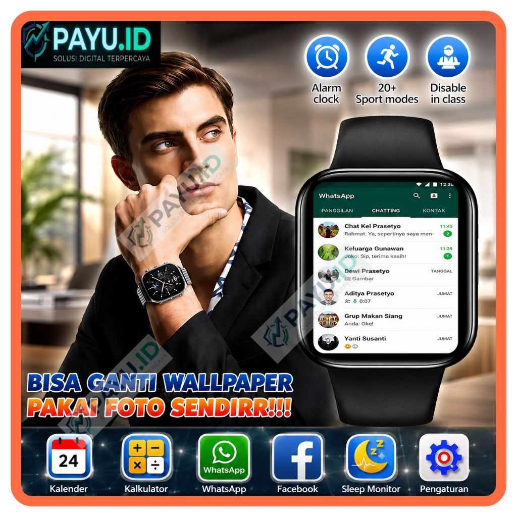 JAM TANGAN HP ANDROID BISA WHATSAPP WA SMS TLFN NOTIF MUSIK KAMERA BLUETOOTH JAM HP ANDROID 4G SMART
