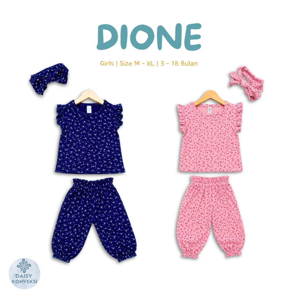 GK 3-18 Bulan Setelan Bayi DIONE Include Headband By Little Koda (3 in 1 set) SNI