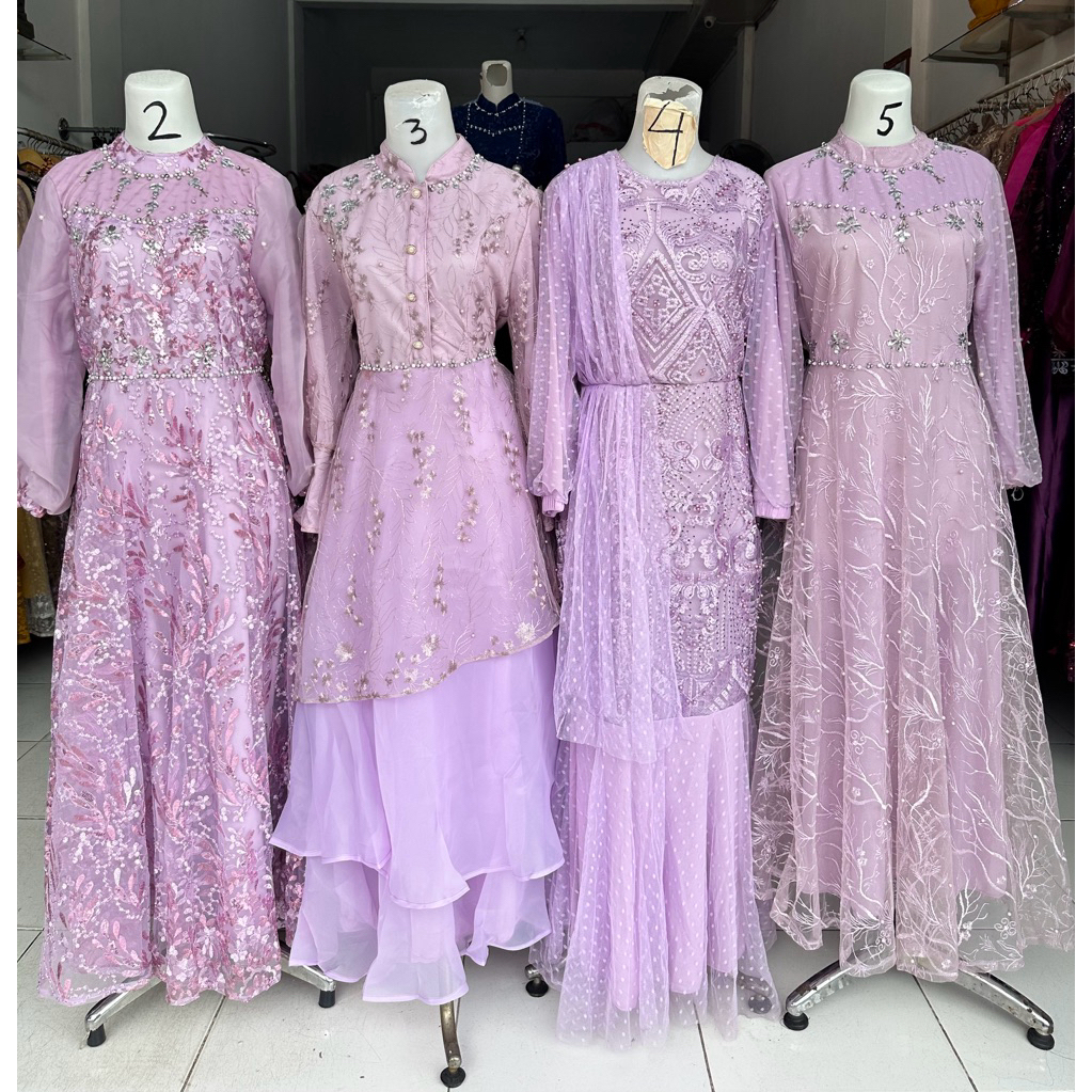 gamis pesta brukat lilac 2022ab1