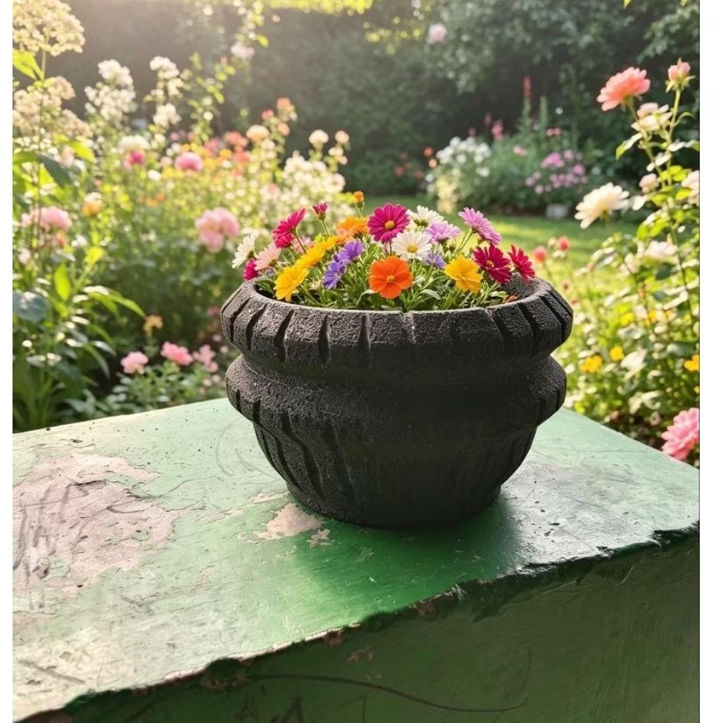 pot bunga batu