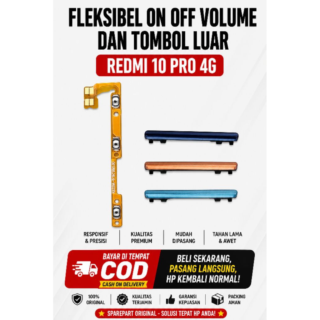 Fleksibel Redmi 10 Pro, Flex Power Redmi 10 Pro, Tombol Volume Redmi 10 Pro, Tombol Luar Redmi 10 Pr