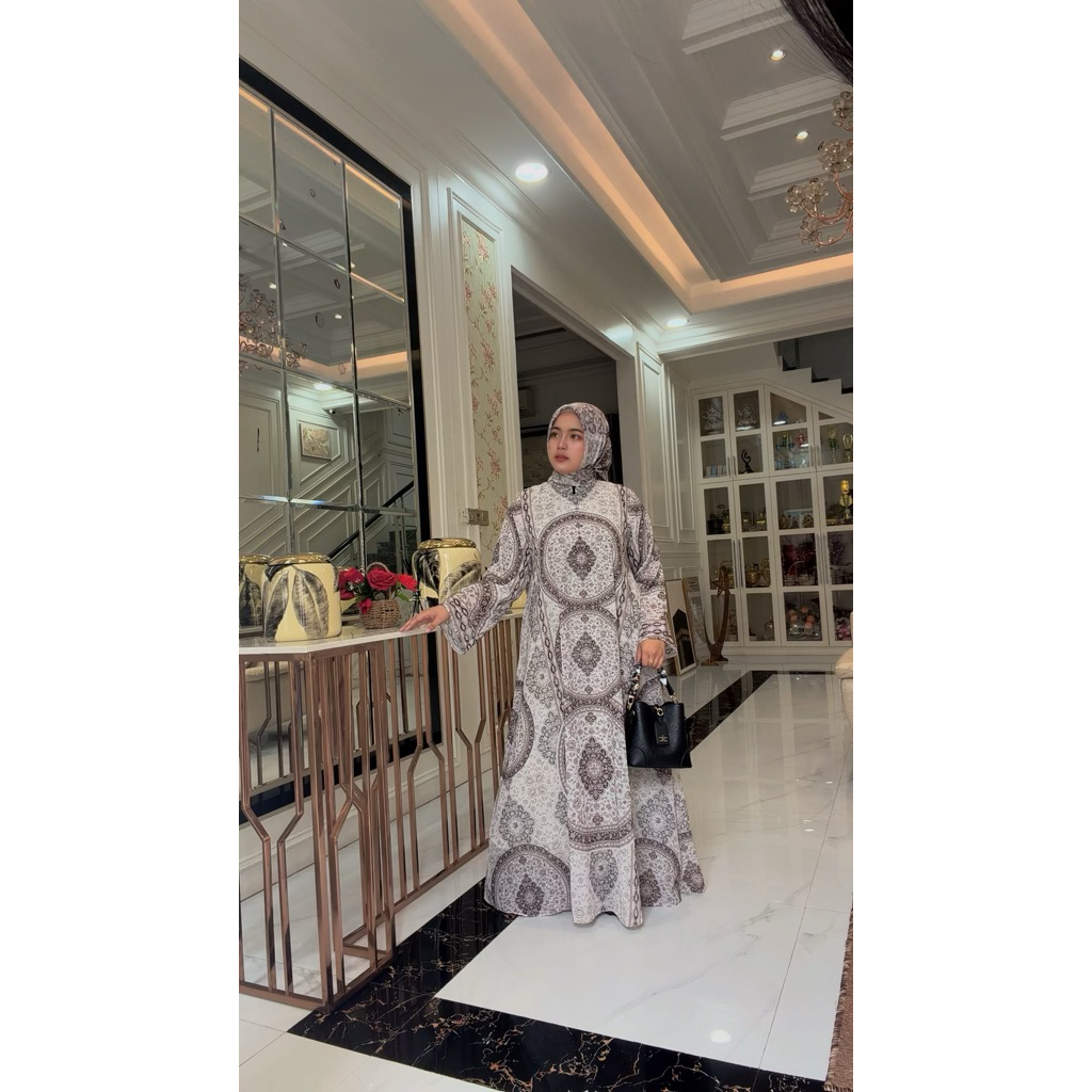 Set Gamis Nude Hijab Voal by Eldeena syari