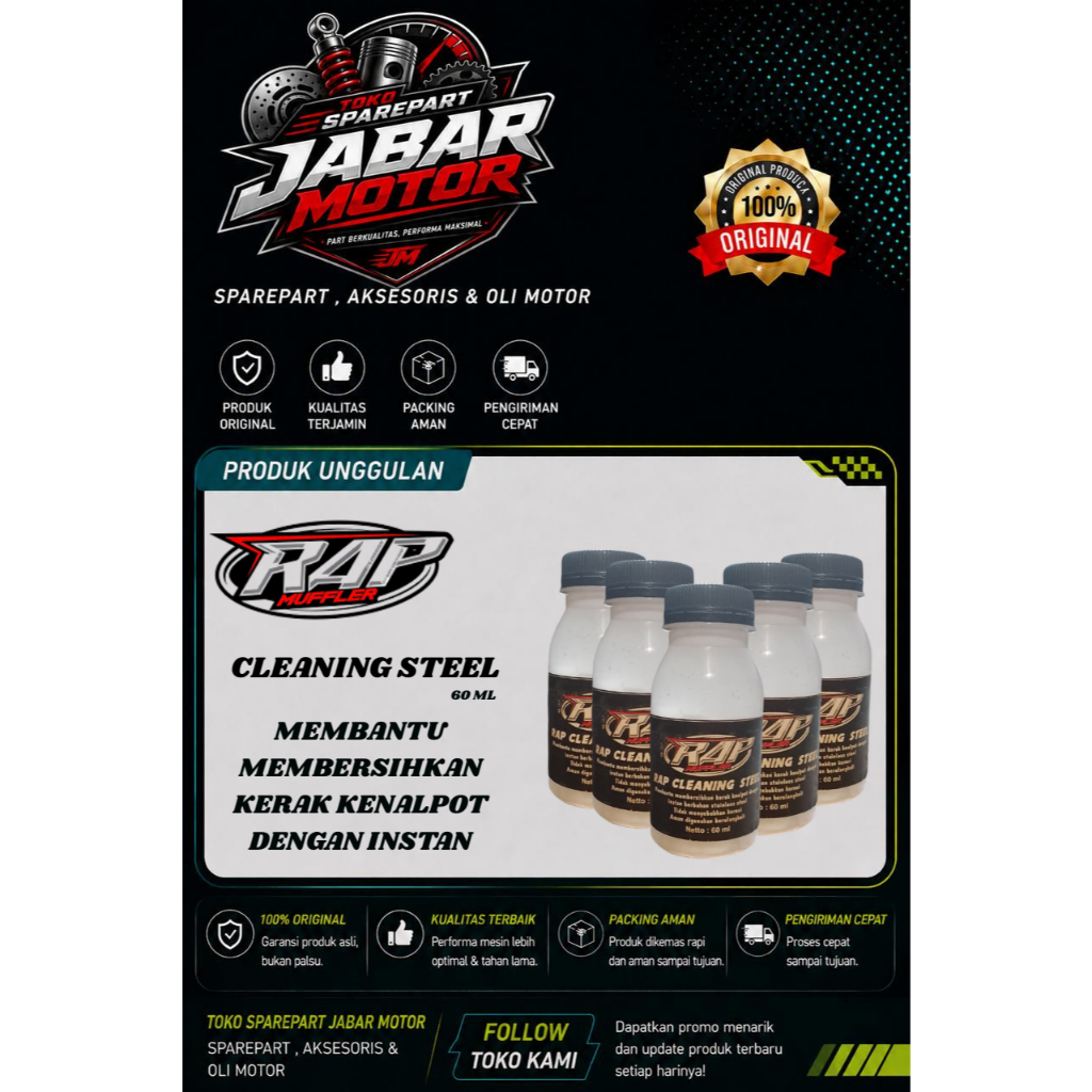 CAIRAN PEMBERSIH KERAK KENALPOT RAP CLEANING STEEL 60ML