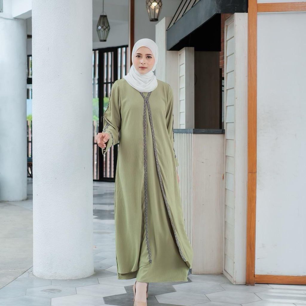 ABAYA AISYAH CRINCLE PREMIUM | SALE | SAGE