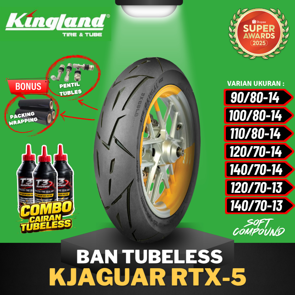 [READY COD] BAN KINGLAND PREMIUM KJ RTX5 RING 14 TUBELESS SOFT COMPOUND / KINGLAND KING JAGUAR RTX-5