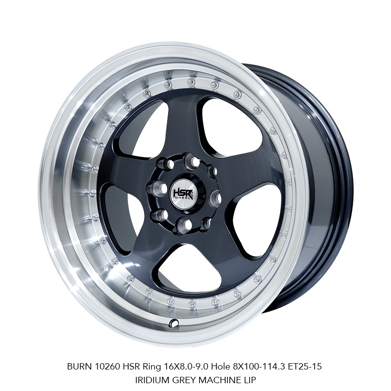 VELG MOBIL R16 HSR BURN 10260 HSR R16X8/9 H8X100-114,3 ET25/15 IRIDIUM GREY MACHINE LIP 4 PCS VELG