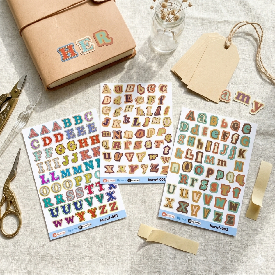 STICKER HURUF ALFABET | STICKER HURUF DECO | STICKER HURUF JURNAL | STICKER DECORASI SCRAPBOOK