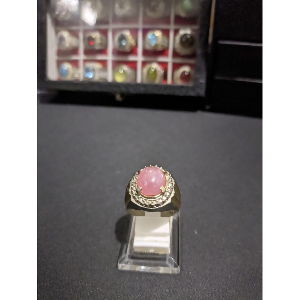 Batu Natural Ruby Red Pinkish Ruby Star 12