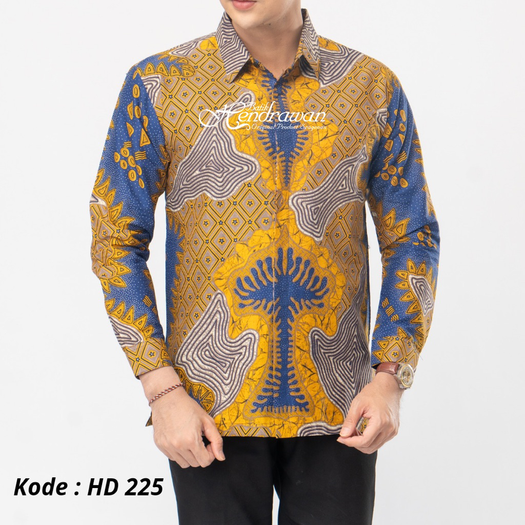 Batik Hendrawan Kemeja Batik Pria Solo Modern Lengan Panjang Lapis Furing Bahan Katun Premium HD 225