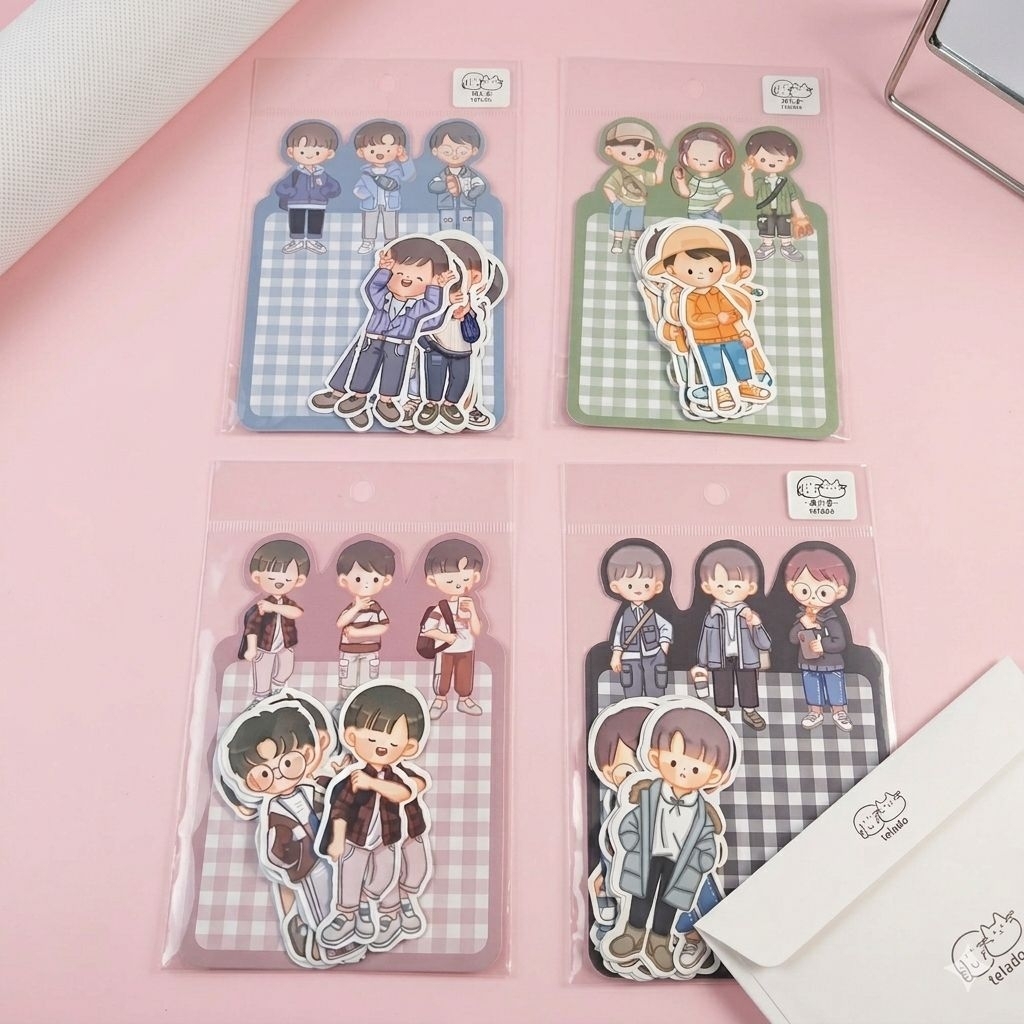 Sticker Pack Cute Boy & Girl Untuk Decor Diary Journal Laptop