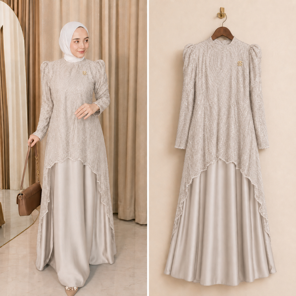 GAMIS BRUKAT KONDANGAN 2026 MODEL TERBARU MEWAH SPANGLE MIX BRUKAT