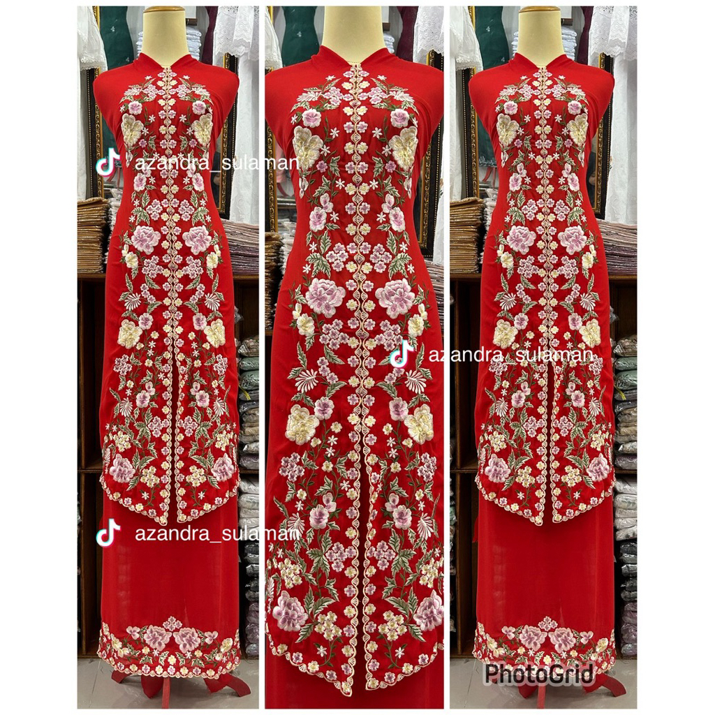 bahan kebaya panjang bordir suji caia bukittinggi padang