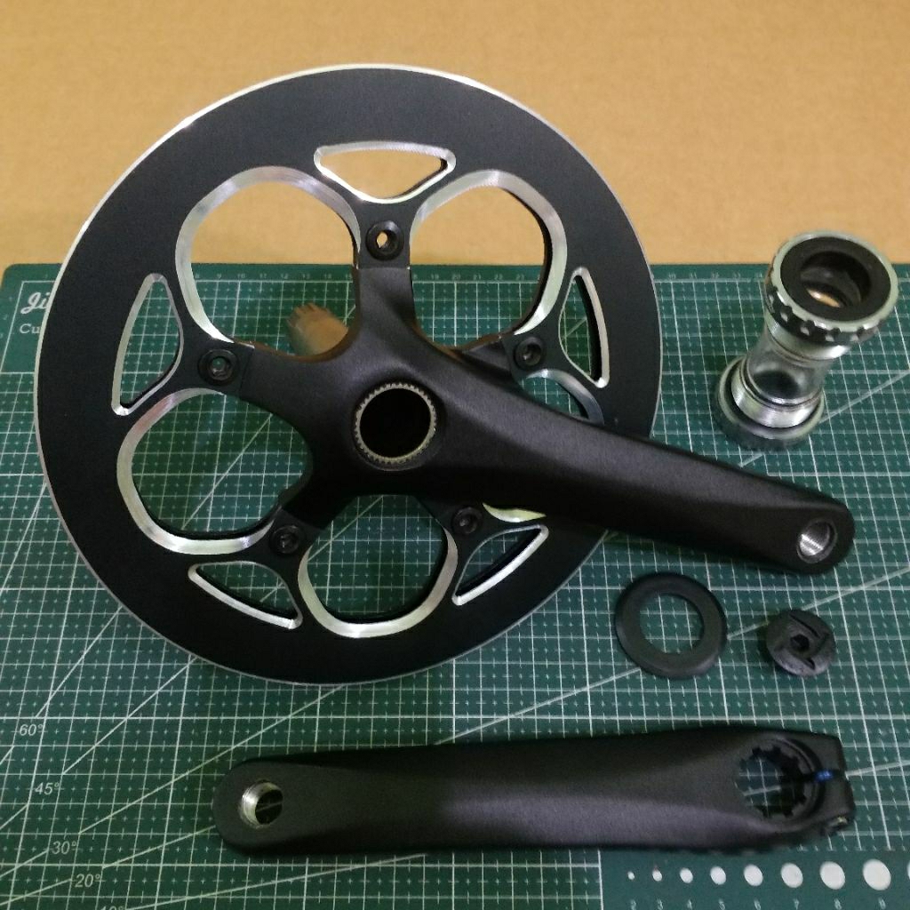 Sepeda Crankset Prowheel HT2 BCD 110 Single Chainring 48T & BB hollowtech 2 copotan Polygon Path F4