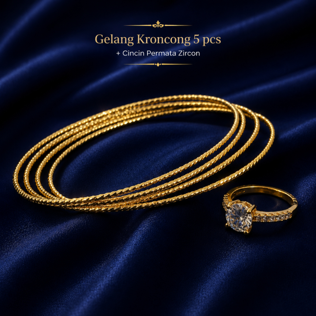 Gelang Kroncong Wanita Titanium Anti Karat, Set 4 Pcs Free Cincin