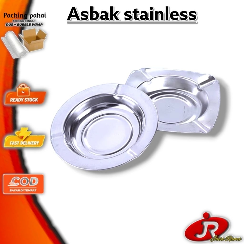 Asbak Stainless Kotak & Bulat | Tempat Abu Rokok Stainless | Wadah Puntung Rokok Anti Karat