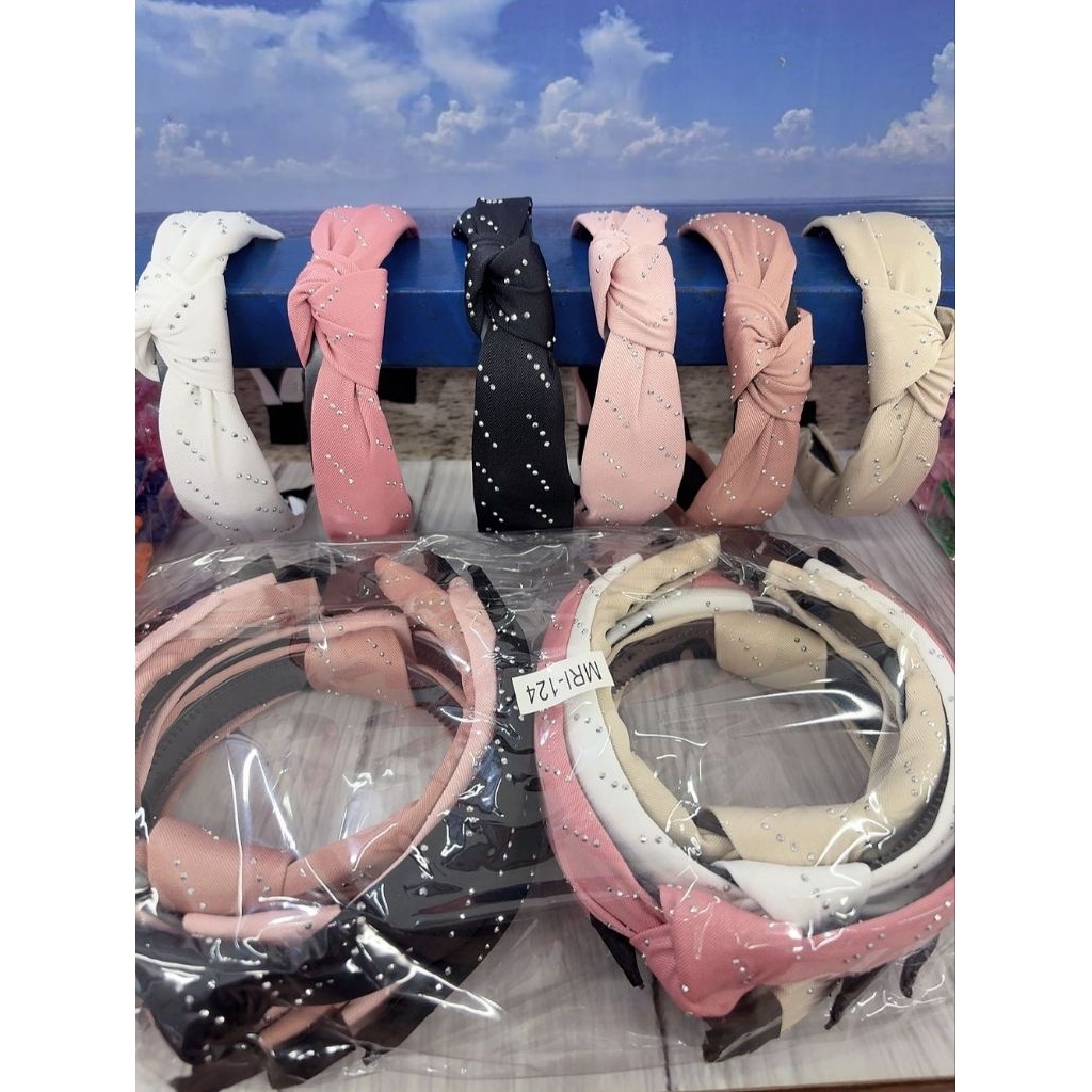 12 pcs Bando Motif korea   Bando dewasa bando kain lebar bando silang motif