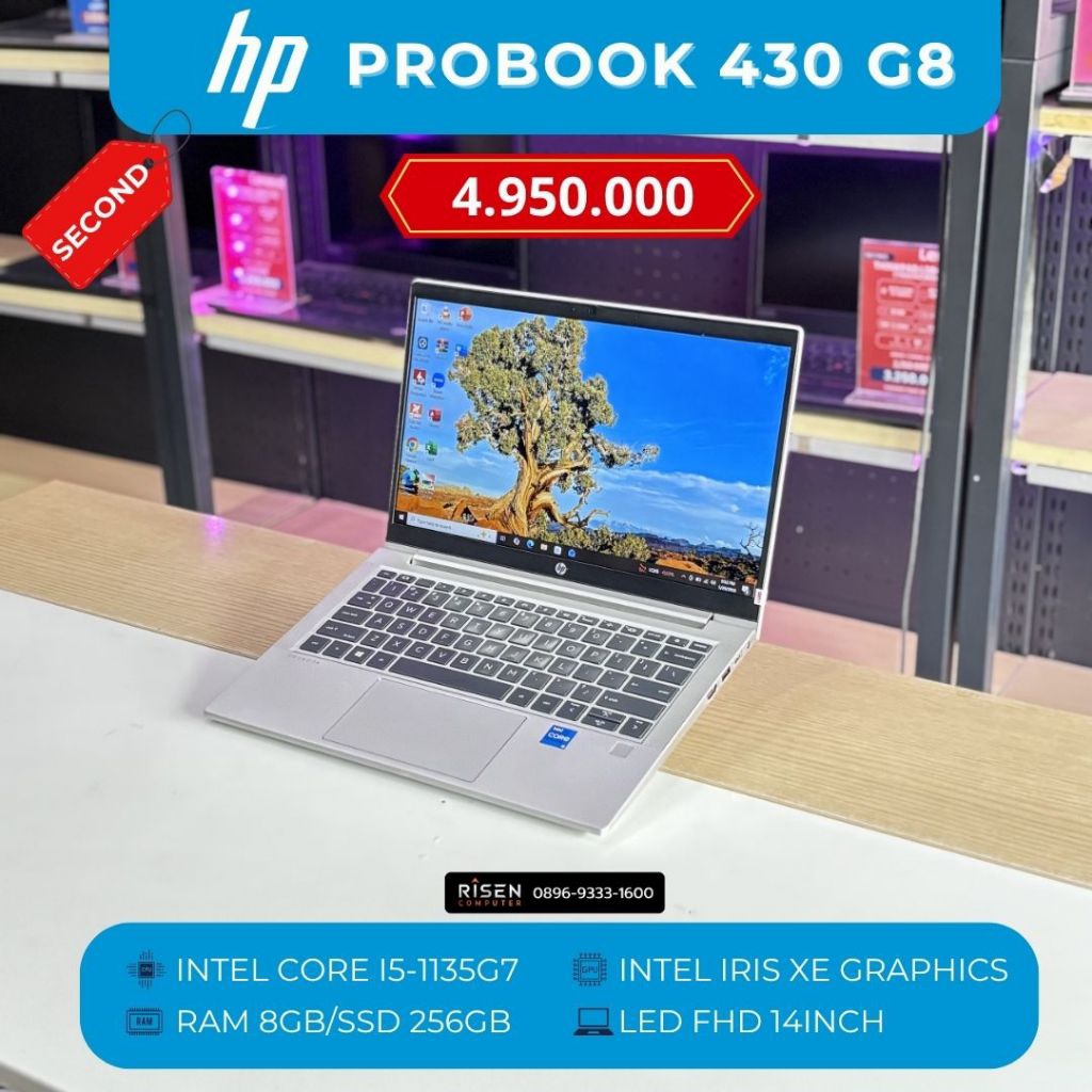 HP PROBOOK 430 G8 Intel Core i5-1135G7 RAM 8GB SSD 256GB FHD 13,3inch Notebook Second Bekas Laptop