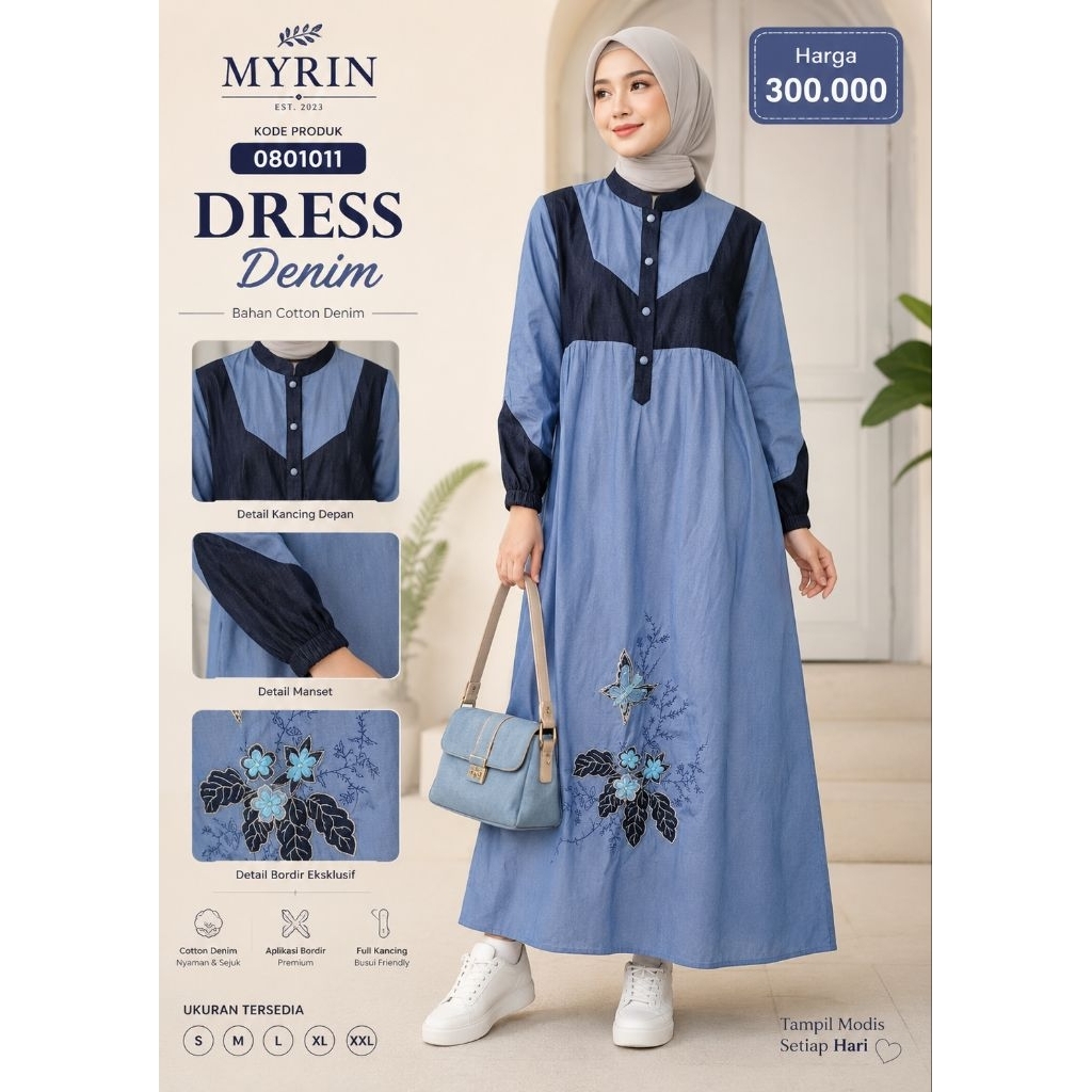 Myrin 0801011 Gamis Denim Bordir