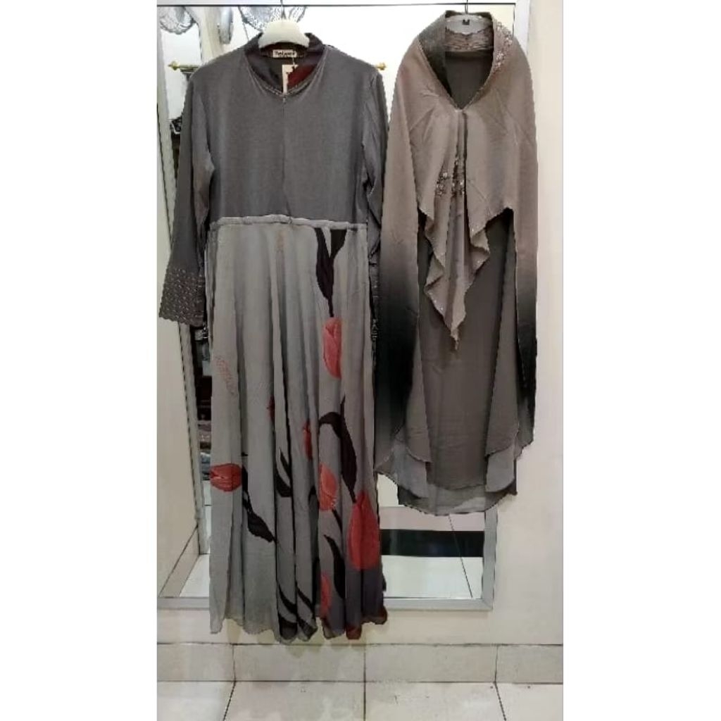 Gamis yodizein syar'i satu set dengan khimar