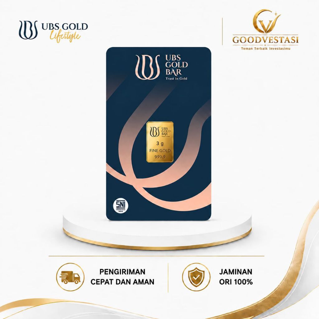 LM Emas UBS 3 Gram [Termurah harga Distributor] Kadar 999.9, Emas Murni 24 Karat